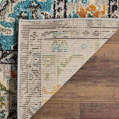 SAFAVIEH Monaco Collection Runner Rug - 2'2" x 16', Grey & Light Blue, Boho Chic Medallion Distressed Design, Non-Shedding & Easy Care, Ideal for High Traffic Areas in Living Room, Bedroom (MNC243G)