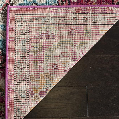 SAFAVIEH Monaco Collection Runner Rug - 2'2" x 10', Pink & Multi, Boho Chic Medallion Distressed Design, Non-Shedding & Easy Care, Ideal for High Traffic Areas in Living Room, Bedroom (MNC243D)