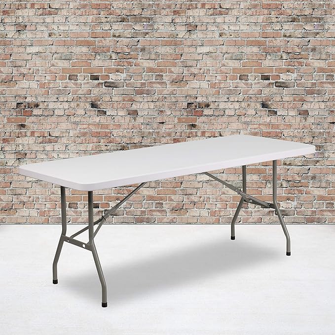 Flash Furniture Elon 6' Rectangular All-Occasion Plastic Folding Event Table, Folding Banquet Table for Indoor/Outdoor Events, White