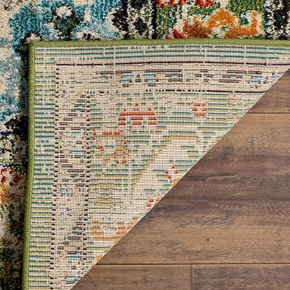 SAFAVIEH Monaco Collection Accent Rug - 2'2" x 4', Forest Green & Light Blue, Boho Medallion Design, Non-Shedding & Easy Care, Ideal for High Traffic Areas in Entryway, Living Room, Bedroom (MNC243F)