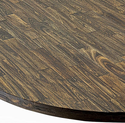 East West Furniture I2MZ5-748 5 Piece Kitchen Table Set for 4 Includes a Round Dining Room Table with Pedestal and 4 Coffee Linen Fabric Parsons Dining Chairs, 48x48 Inch, Distressed Jacobean