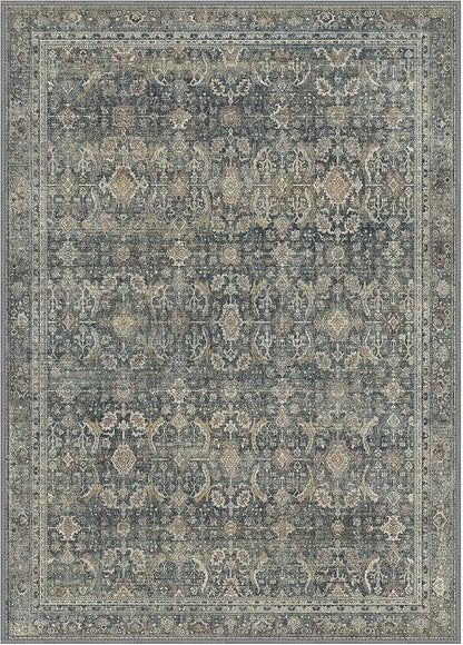 6X9 Area Rugs Machine Washable Rugs for Living Room, Vintage Boho Large Rugs for Bedroom Dining Room, Non Slip Indoor Soft Distressed Lightweight Thin Low Pile Carpet, Deep