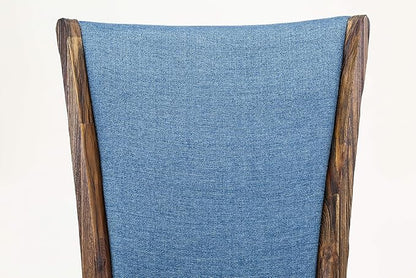 East West Furniture X777VE721-7 7 Piece Dining Room Furniture Set Consist of a Rectangle Dining Table with X-Legs and 6 Blue Color Linen Fabric Parsons Chairs, 40x72 Inch, Multi-Color