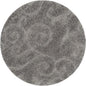 SAFAVIEH Florida Shag Collection Area Rug - 4' Round, Grey, Scroll Design, Non-Shedding & Easy Care, 1.2-inch Thick Ideal for High Traffic Areas in Living Room, Bedroom (SG455-8013)