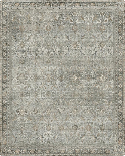 8X10 Area Rugs Machine Washable Rugs for Living Room, Vintage Boho Large Rugs for Bedroom Dining Room, Non Slip Indoor Soft Distressed Lightweight Thin Low Pile Carpet, Taupe