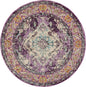 SAFAVIEH Monaco Collection Area Rug - 3' Round, Violet & Light Blue, Boho Chic Medallion Distressed Design, Non-Shedding & Easy Care, Ideal for High Traffic Areas in Living Room, Bedroom (MNC243L)