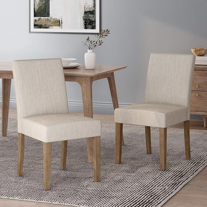 Christopher Knight Home Kuna Contemporary Upholstered Dining Chair (Set of 2), Beige + Weathered Brown