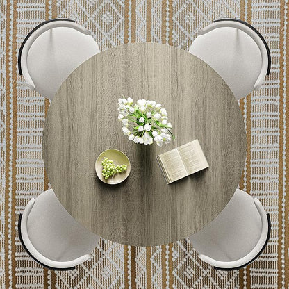 IRONCK 43" Round Dining Table for 4, Wood Kitchen Table with Metal Base, Space Saving Industrial Circle Dinner Table for Kitchen Dining Room, Gray