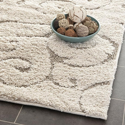 SAFAVIEH Florida Shag Collection Runner Rug - 2'3" x 19', Cream & Beige, Scroll Design, Non-Shedding & Easy Care, 1.2-inch Thick Ideal for High Traffic Areas in Living Room, Bedroom (SG455-1113)