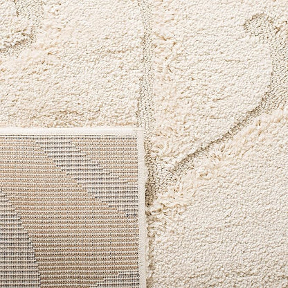 SAFAVIEH Florida Shag Collection Accent Rug - 4' x 6', Creme & Creme, Scroll Design, Non-Shedding & Easy Care, 1.2-inch Thick Ideal for High Traffic Areas in Foyer, Living Room, Bedroom (SG455-1111)