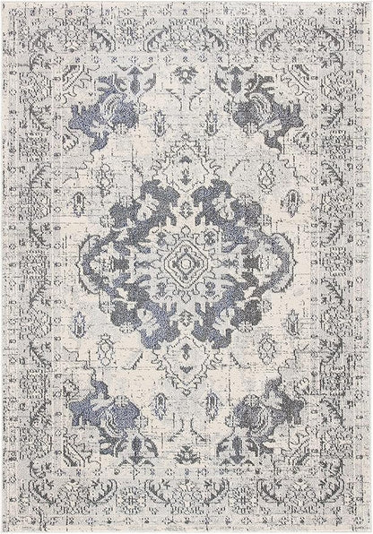 SAFAVIEH Monaco Collection Accent Rug - 3' x 5', Ivory & Grey, Boho Chic Medallion Distressed Design, Non-Shedding & Easy Care, Ideal for High Traffic Areas in Entryway, Living Room, Bedroom (MNC243B)