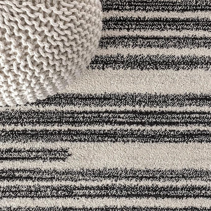 JONATHAN Y Khalil Modern Berber Stripe Cream/Black Indoor Area Rug, 3x5, Contemporary, Bohemian, Easy-Cleaning for Living Room, Bedroom, Kitchen, Pet Friendly, Non-Shedding (MOH207A-3)