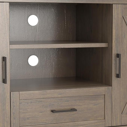 SIMPLIHOME Ela Solid Wood 53 inch Wide Transitional TV Media Stand in Smoky Brown for TVs up to 60 inches for The Living Room and Entertainment Center