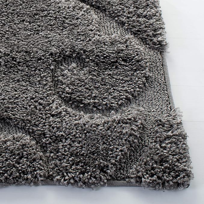 SAFAVIEH Florida Shag Collection Area Rug - 9'6" x 13', Grey, Scroll Design, Non-Shedding & Easy Care, 1.2-inch Thick Ideal for High Traffic Areas in Living Room, Bedroom (SG455-8013)