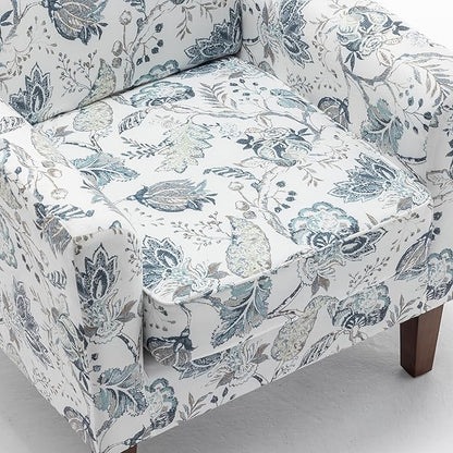 Container Furniture Direct Contemporary Accent Arm Chair with Birch Wood Frame and Velvet Upholstery, Armchair for Office and Living Room Decor, Removable Cushions, 07 Printed Fabric