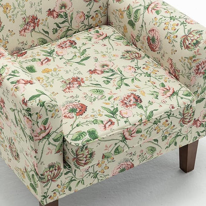 Container Furniture Direct Contemporary Accent Arm Chair with Birch Wood Frame and Velvet Upholstery, Armchair for Office and Living Room Decor, Removable Cushions, 04 Printed Fabric