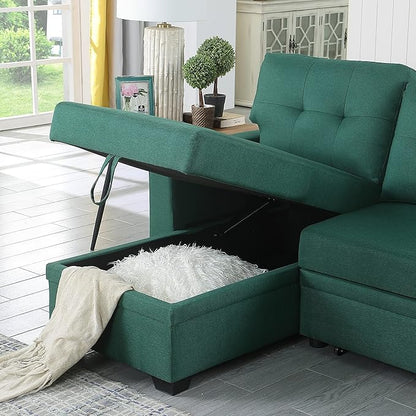 Devion Furniture Philly 4-in-1 Convertible L Shaped Couch with Pull Out Bed and Storage, Sectional Sleeper Sofa with Reversible Chaise for Living Room, Apartment, Bedroom, Office