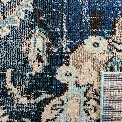 SAFAVIEH Monaco Collection Accent Rug - 3' x 5', Navy & Light Blue, Medallion Distressed Design, Non-Shedding & Easy Care, Ideal for High Traffic Areas in Entryway, Living Room, Bedroom (MNC243N)