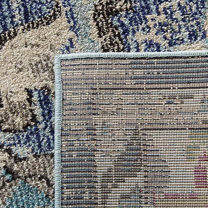SAFAVIEH Monaco Collection Area Rug - 5'1" x 7'7", Navy & Light Blue, Boho Chic Medallion Distressed Design, Non-Shedding & Easy Care, Ideal for High Traffic Areas in Living Room, Bedroom (MNC243N)
