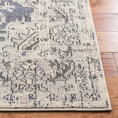 SAFAVIEH Monaco Collection Accent Rug - 4' x 5'7", Ivory & Grey, Boho Medallion Distressed Design, Non-Shedding & Easy Care, Ideal for High Traffic Areas in Entryway, Living Room, Bedroom (MNC243B)