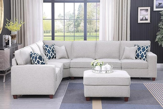 Leio Sectional Modular Sofa with Ottoman for Living Room, Apartment, Bedroom, Office, Dorm