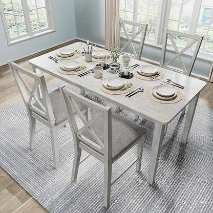 Solid Wood Dining Chairs, Part of Dining Table Set, Mix and Match Table, Chairs Sold Separately for Dining Room, Kitchen, Grey