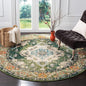 SAFAVIEH Monaco Collection Area Rug - 11' Round, Forest Green & Light Blue, Medallion Distressed Design, Non-Shedding & Easy Care, Ideal for High Traffic Areas in Living Room, Bedroom (MNC243F)
