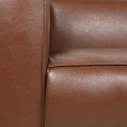 Merax Mid Century Modern 3 Seater Sofa with Birch Wood Legs, 80" Wide Smooth Upholstered Couch for Living Room, Apartment, Light Brown