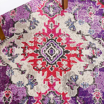 SAFAVIEH Monaco Collection Runner Rug - 2'2" x 8', Violet & Fuchsia, Boho Chic Medallion Distressed Design, Non-Shedding & Easy Care, Ideal for High Traffic Areas in Living Room, Bedroom (MNC243P)