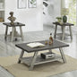 Roundhill Furniture Athens Contemporary 3-Piece Wood Shelf Coffee Table Set, Weathered Walnut and Gray