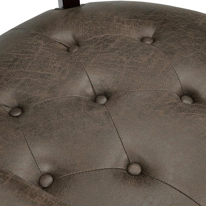 LEEMTORIG Large Dining Chairs with Casters and Arms, Rolling Dining Chairs with Wheels, Boss Caption's Chairs, 26" D x 25.2" W x 31.5" H, Espresso Legs & Dark Brown Fabric SY-318-DK