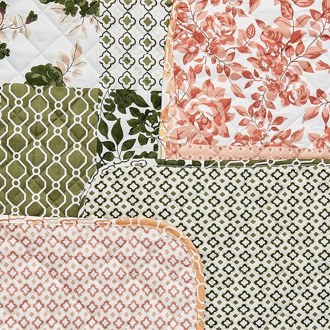 Great Bay Home Reversible Patchwork Sofa Cover - Washable Slipcover Furniture Protector with Elastic Straps - Couch Cover for Dogs, Kids, and Pets - Box-Stitched Detail (Sofa, Olive/Brown)