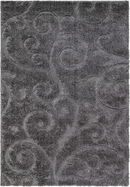 SAFAVIEH Florida Shag Collection Area Rug - 9'6" x 13', Grey, Scroll Design, Non-Shedding & Easy Care, 1.2-inch Thick Ideal for High Traffic Areas in Living Room, Bedroom (SG455-8013)