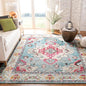SAFAVIEH Monaco Collection Area Rug - 10' x 14', Light Blue & Fuchsia, Boho Chic Medallion Distressed Design, Non-Shedding & Easy Care, Ideal for High Traffic Areas in Living Room, Bedroom (MNC243J)