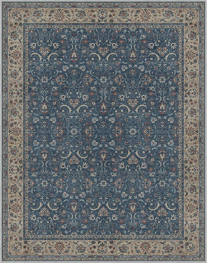 8X10 Area Rugs Machine Washable Rugs for Living Room, Vintage Boho Large Rugs for Bedroom Dining Room, Non Slip Indoor Soft Distressed Lightweight Thin Low Pile Carpet, Indigo