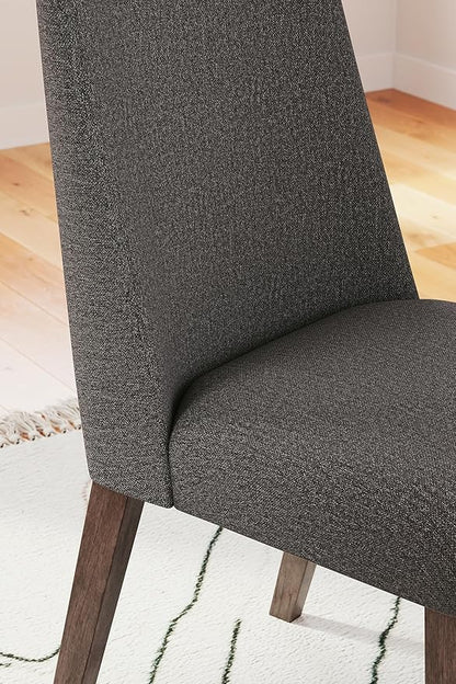 Signature Design by Ashley Lyncott Contemporary Dining Room Upholstered Side Chair with Foam Cushion, Set of 2, Dark Gray & Brown