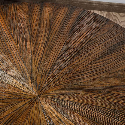 Large Round End Table with Storage Shelf, 25.2" Dia Rustic Beside Tables with Umbrella Top, Traditional Circular Sofa Side Table-,Telephone Table for Living Room Easy Assembly, Vintage Brown CJZ3338NC