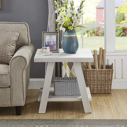 Roundhill Furniture Athens Contemporary 3-Piece Wood Shelf Coffee Table Set, White
