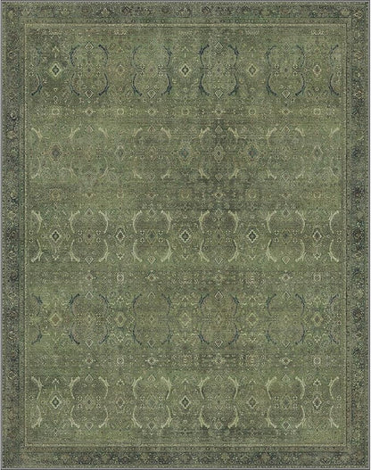 9X12 Area Rugs Machine Washable Rugs for Living Room, Vintage Boho Large Rugs for Bedroom Dining Room, Non Slip Indoor Soft Distressed Lightweight Thin Low Pile Carpet, Vivid Green
