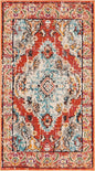 SAFAVIEH Monaco Collection Accent Rug - 2'2" x 4', Orange & Light Blue, Medallion Distressed Design, Non-Shedding & Easy Care, Ideal for High Traffic Areas in Entryway, Living Room, Bedroom (MNC243H)