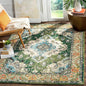 SAFAVIEH Monaco Collection Area Rug - 5'1" x 7'7", Forest Green & Light Blue, Medallion Distressed Design, Non-Shedding & Easy Care, Ideal for High Traffic Areas in Living Room, Bedroom (MNC243F)