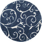 SAFAVIEH Florida Shag Collection Area Rug - 4' Round, Dark Blue & Cream, Scroll Design, Non-Shedding & Easy Care, 1.2-inch Thick Ideal for High Traffic Areas in Living Room, Bedroom (SG455-6511)