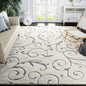 SAFAVIEH Florida Shag Collection Area Rug - 9'6" x 13', Beige & Blue Grey, Scroll Design, Non-Shedding & Easy Care, 1.2-inch Thick Ideal for High Traffic Areas in Living Room, Bedroom (SG455-1155)