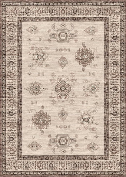 8X10 Area Rugs Machine Washable Rugs for Living Room, Vintage Boho Large Rugs for Bedroom Dining Room, Non Slip Indoor Soft Distressed Lightweight Thin Low Pile Carpet, Beige