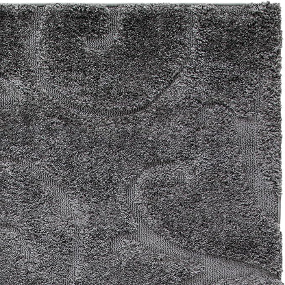 SAFAVIEH Florida Shag Collection Area Rug - 4' Square, Grey, Scroll Design, Non-Shedding & Easy Care, 1.2-inch Thick Ideal for High Traffic Areas in Living Room, Bedroom (SG455-8013)