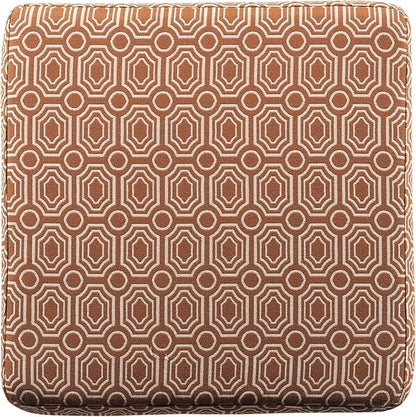 HomePop Upholstered Storage Cube Ottoman with Hinged Lid, Orange Geometric 17" x 17" x 18"