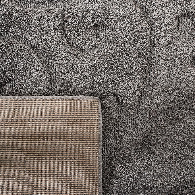 SAFAVIEH Florida Shag Collection Area Rug - 9'6" x 13', Grey, Scroll Design, Non-Shedding & Easy Care, 1.2-inch Thick Ideal for High Traffic Areas in Living Room, Bedroom (SG455-8013)