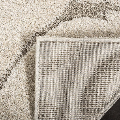 SAFAVIEH Florida Shag Collection Accent Rug - 3'3" x 5'3", Cream & Beige, Scroll, Non-Shedding & Easy Care, 1.2-inch Thick Ideal for High Traffic Areas in Entryway, Living Room, Bedroom (SG455-1113)